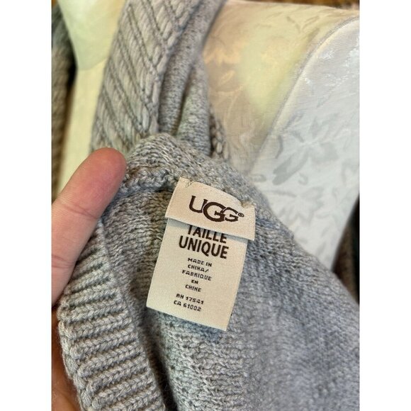 Ugg Australia Gray Wool Blend Knit Infinity Scarf Warm One Size 11.5" - Picture 6 of 7